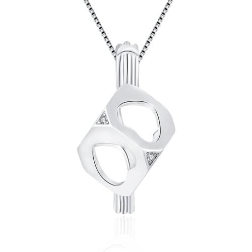 CLUCI Women Jewelry 925 Sterling Silver Necklace Pendant Pearl Pendant Cube Heart Shaped Cage Pendant for OL SC096SB