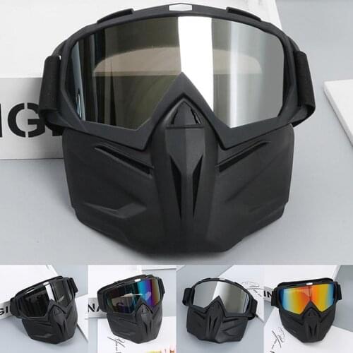 Bike Motorcycle Goggles Glasses Eye Protector Removable Face Mask Adjustable Windshield Riding Mask Goggles Helmet Sealing Mask