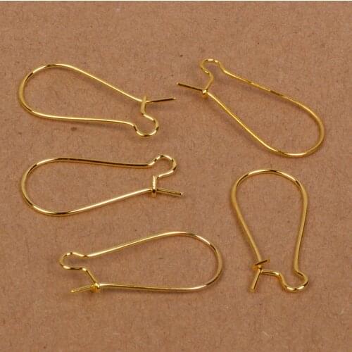 100pcs 38x16/24x11mm Stainless Steel Earring Ear Wires Hook Findings Metal Gold Color Earring Hooks For DIY Jewelry Making