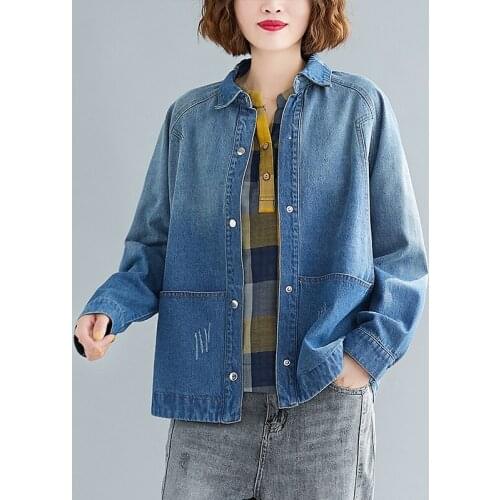 2021 Spring Autumn Plus Size Denim Jacket Women Oversize Vintage Long Sleeve Jeans Basic Coat Short Outerwear Female Clothes