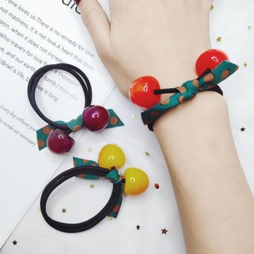 Simulation Cherry High Elastic Headband Hairband Boutique Cherry Hair Rope Hair Ponytail Elastic Band