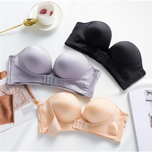 Women Invisible Bras Front Closure Sexy Push Up Bra Underwear Lingerie for Female Brassiere Strapless Seamless Bralette ABC Cup