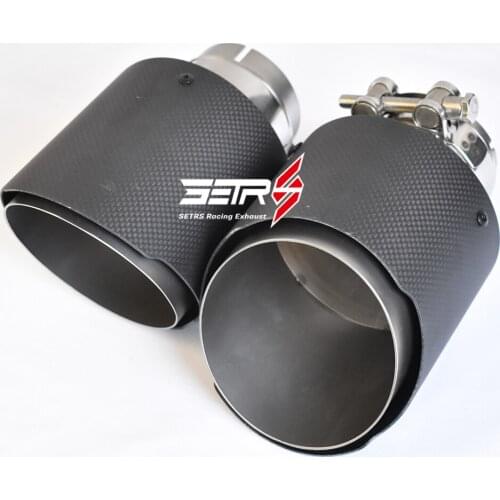 One piece OD 89 mm Car Style Sandblasting Muffler Pipe Stainless Steel Auto Matt Carbon Fiber Exhaust Tip for BMW BENZ Golf