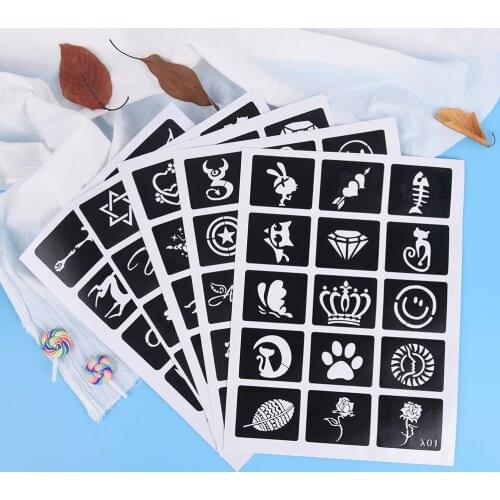 1pcs Flower Cartoon Tattoo Stencil Airbrush Glitter Tattoo Stencil Woman Girl Kids Drawing Template,Small Cute Butterfly