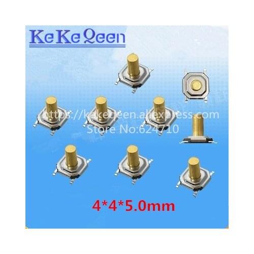 100PCS 4x4x5.0mm Push Button Switch Copper H=5mm 4*4*5mm 4*4*5.0mm SMD Micro Switch Tact Switch NEW 4x4x5mm 5.2x5.2x5.0mm