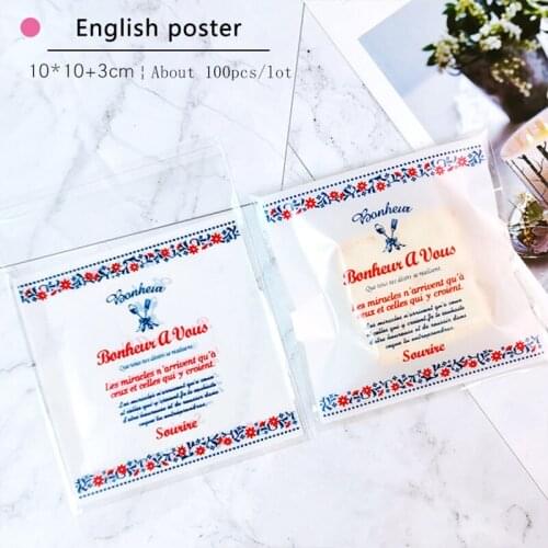 100pcs/lot Cookies Self Adhesive Bag White Frosted English Poster Letter Handmade Baked Soap Biscuit Party Plastic Gift Packing