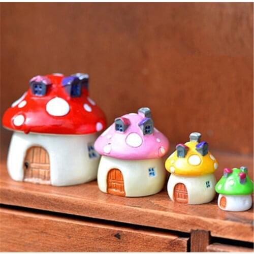 4 Size Fairy Garden Decoration Miniature Micro Gnome Terrarium Gift Mediterranean house mushroom Castle DIY Resin