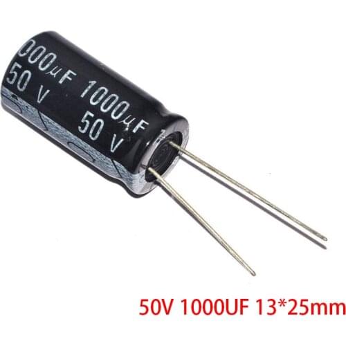 5pcs 50V 1000UF 13*25mm Aluminum Electrolytic Capacitor 13X25mm