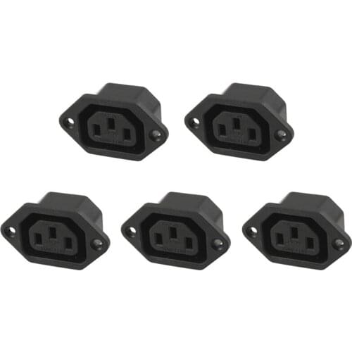 GTBL 5 pcs black plastic IEC320 C13 AC 250V 10A panel mount plug and socket connectors 5*3*2.8cm