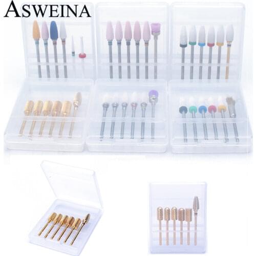 6pc Nail Drill Bit Set Ceramic Milling Cutter Kit Electric Machine Manicure Bits Rotary Burr Cuticle Tools Accessories