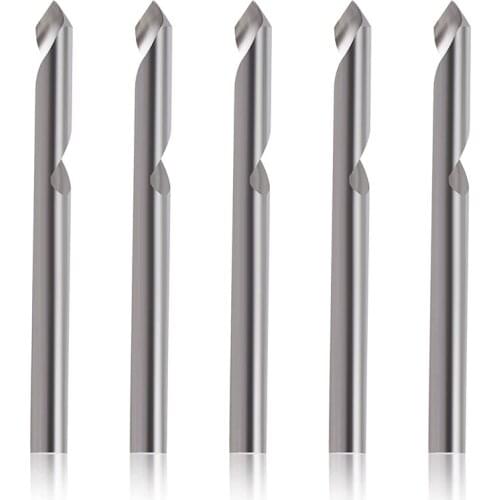 60 Degree V-Groove Flat Spiral Engraving Router Bit For Hardwood Copper Aluminum MDF, 1/8 Inch Shank, 5PCS