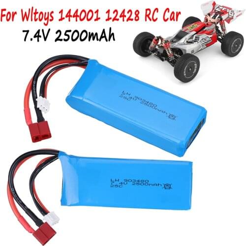 7.4V 2500mAh Li-po Battery For Wltoys 144001 12428 12423 RC car truck spare Parts 7.4V RC Toys Battery For wltoys 144001