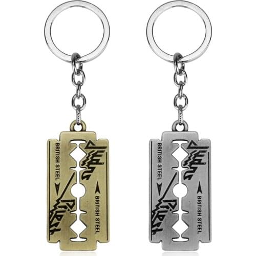 Rock Band Blade Keychain Hip Hop Men Judas Priest Razor Pendant Key Rings Chaveros Fans Gifts Key Buckles