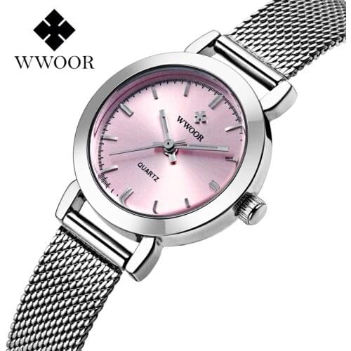 WWOOR Watches Women Fashion Quartz Mesh Stainless Steel Top Brand Luxury Casual Ladies Wrist Watch Lady Gift Relogio Feminino