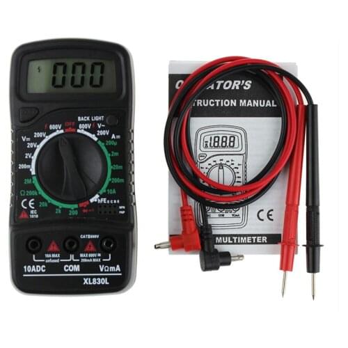 Digital Multimeter Tester A-BF CS830L Voltmeter Ammeter Resistance Tester Ohmmeter Transistor Peak Backlight Data Hold Manual