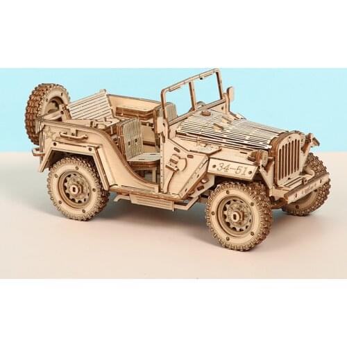 3d Wood Model Puzzle DIY Field Jeep Mechanical Game Wooden Model Engineering Building Kits Assembly Educational Toys For Kids