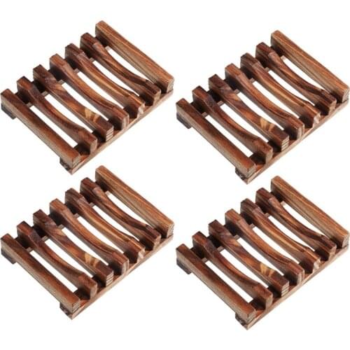 4 Pcs of Wooden Soap Holder Natural Rectangular Wooden Soap Box Holder Suitable for Kitchen and Bathroom Soap Box