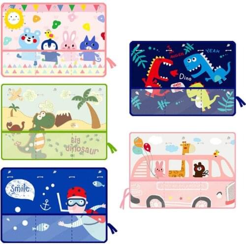 J60B Car Sun Visors Children Cartoon Printing Sunscreen Curtain Windshield Storage Bag