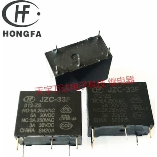 JZC-33F HF33F 12VDC 3A-5A Relay 5PIN 12V