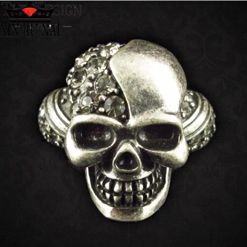 Rose gold/wedding retro horror Skull Punk locomotive girl ring inlaid with high quality zircon CZ Halloween jewelry fashion gift