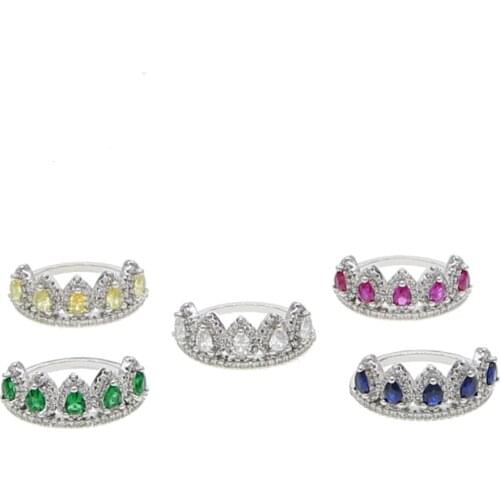 Cz cubic zirconia ring fashion trendy women finger jewelry 5 colors birthstone jewelry Crown engagement ring