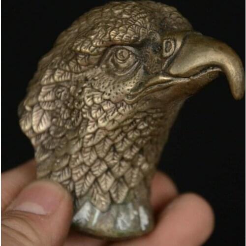 Collect China Dynasty Palace Silver Feng Shui Animal Bird Eagle Hawk Head Statue Statues for Decoration Collection Ornaments