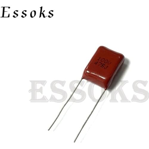 5PCS 100V475J 4.7UF Pitch 10mm 15mm 4700NF 100V 475 475J CBB Polypropylene film capacitor