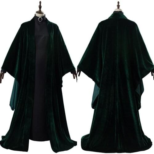 Professor Minerva McGonagall Cosplay Costume Dress Cape Velvet full set Halloween Adult Carnival Costume