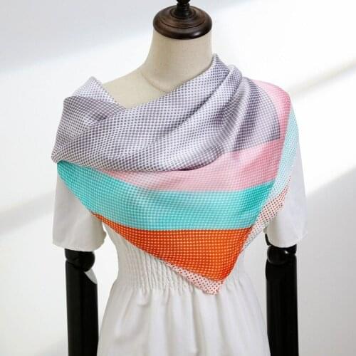 Square Scarf Multicolor Striped Printed Scarf Fashion Wave Silk Scarf Ribbon