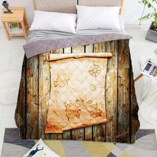 Print on Demand Summer Quilt King Size Blanket Old Treasure Map Coverlet Thin Quilts Custom Bedspread on The Bed Dorm Covers