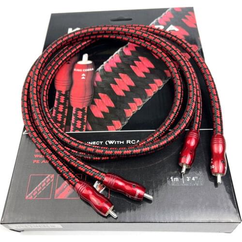 Par King Cobra PSC HiFi Audio Interconnect Cable with Silver Plated RCA Plug Connector