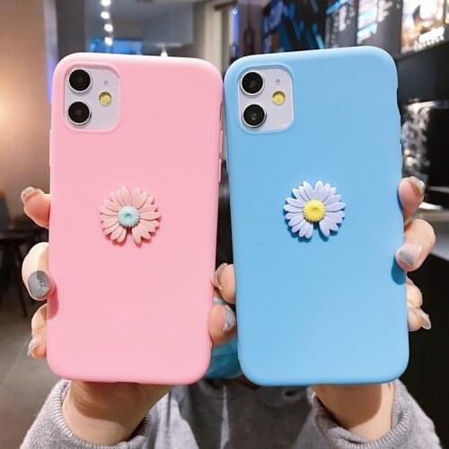 Korea Cute 3D Little Daisy Flower Cover for Oneplus 3 3T 5 5T 6 6T 7 7T One Plus 8 Pro Candy Matte Soft TPU Case