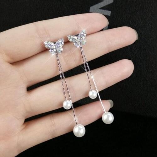Fashion Butterfly Pearl Tassel Earrings for Korean Minimalist Women Earrings Jewelry Accessories wholesale