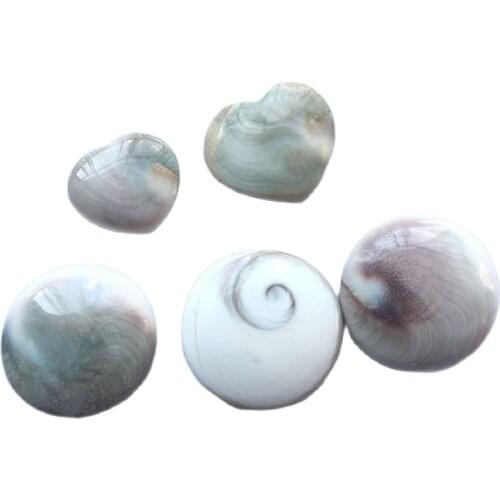 Natural white shell fossil heart shaped folk crafts for healing stones