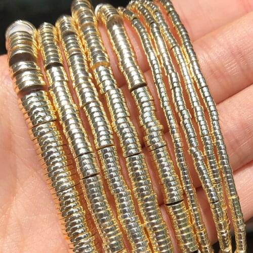 Natural Stone Round 9k Gold Hematite Loose Rondlle Beads For Jewelry Making DIY Bracelet Accessories 15'' Inches 2 3 4 6mm