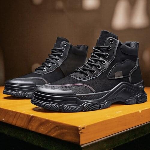 2021 New Men Boots Leather Shoes Men Autumn Winter High Tops Zipper Fashion Ankle Martin Desert Boots