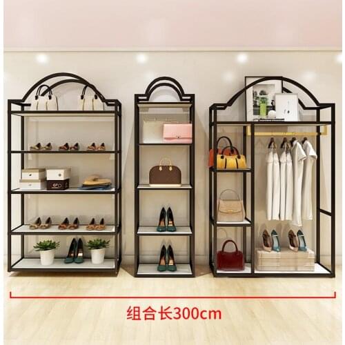 Clothing store display rack floor type men and women wear shelf display rack on the wall island combination