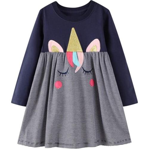 Girl Casual Dress Winter Long Sleeve Cotton Active Playwear Basic Tunic Outfit Dresses Unicorn Outfits And Long Sleeved Dress