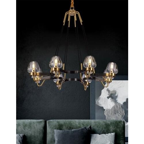Luxury post-modern mushroom chandelier simple living room dining room copper lamps personality bedroom crystal light