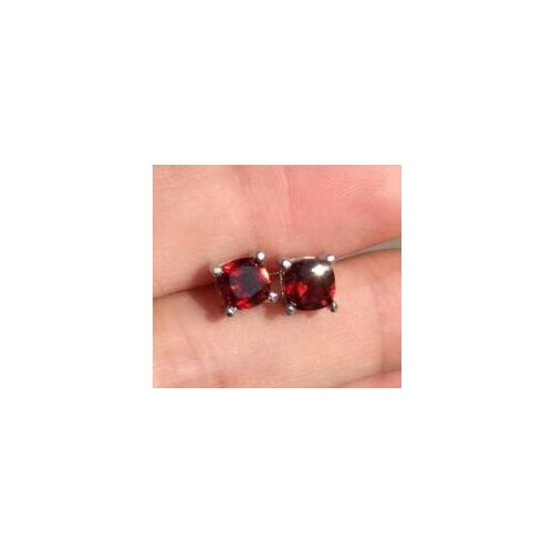 Natural red garnet stone earrings 925 silver Natural gemstone earring women Classic elegant Square fine Earrings for wedding