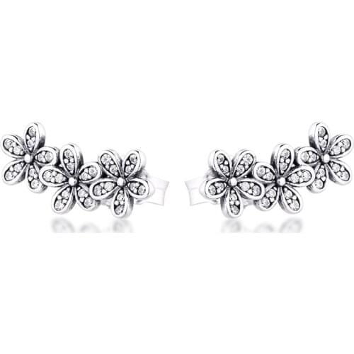 Dazzling Daisies Earrings 100% 925 Sterling-Silver-Jewelry Free Shipping