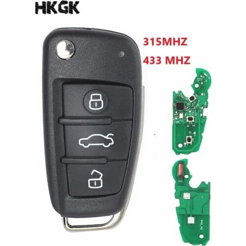 3 Button Folding Flip Smart Car Key Fob for Audi A3 A4 A6 A8 Quattro TT Replacement Remote Control Car Key Fob 315MHZ