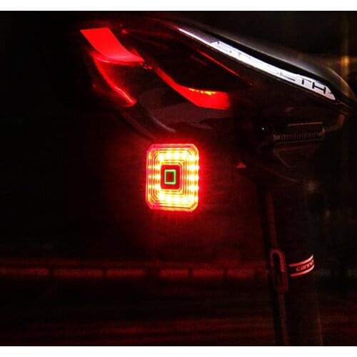 Smart Rear Light Bicycle Auto Start Stop Bike Tail Light Brake Sensor Waterproof USB Charge Cycling Taillights Square Lamp