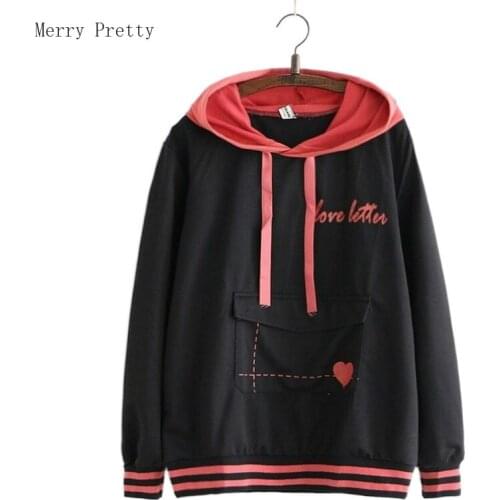 Women Letter Print Patchwork Sweatshirt Cotton Harajuku Hooded Pullovers 2021 Summer Long Sleeve Drawstring Female Lady Tops