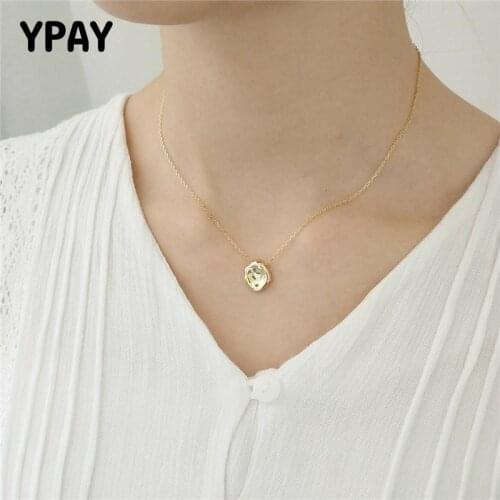 YPAY Solid 925 Sterling Silver Necklace Korean Minimalist Irregular Geometric Pendants Necklaces For Women Punk Jewelry YMN144