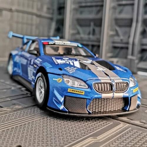 1:24 BMW M6 GT3 Le Mans Free Wheeling High Light Sport Racing Car Model Toy Diecast Metal Alloy Miniature Replica Model Car Toys