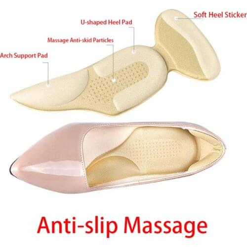 1Pair Soft Insole Pad Inserts Heel Soft Back Breathable Anti-slip Post Relieve Pressure For High Heel Shoe