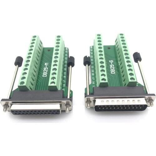 1pcs DB25 D-SUB Female 25Pin male Plug Breakout PCB Board Terminals Connectors Adapter Board Serial to Terminal Signal Module