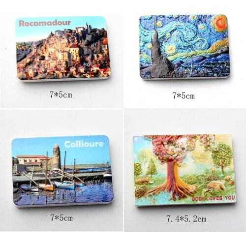1PC Rocamadour Collioure Tourism Fridge Magnets Souvenir Refrigerator sticker Decor Resin Craft Gift