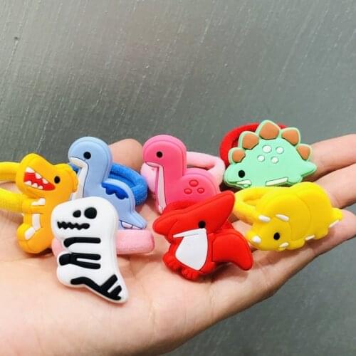 10Pcs/set Animals Penguin Dinosaur Hair Accessories Children Rubber Bands Scrunchies Elastic Hair Bands Girls Hairpins Hair clip